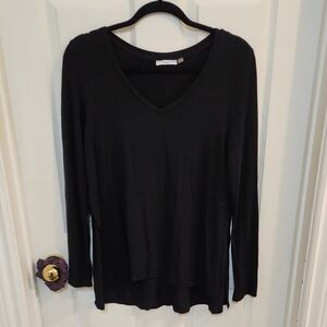 Dex Black Long Sleeve V-Neck Top